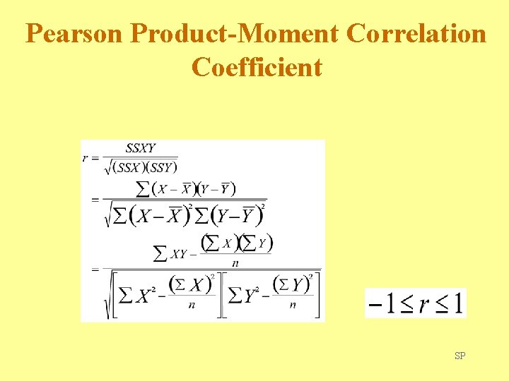 Pearson Product-Moment Correlation Coefficient SP 