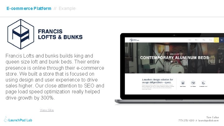 E-commerce Platform // Example Francis Lofts and bunks builds king and queen size loft