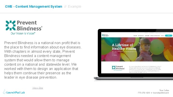 CMS - Content Management System // Example Prevent Blindness is a national non profit