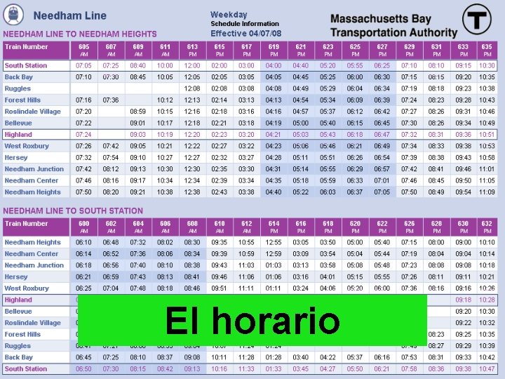 El horario 