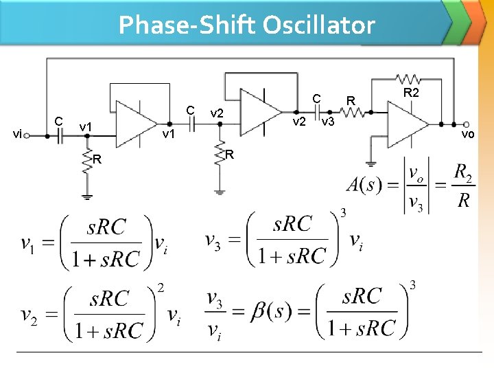 Phase-Shift Oscillator vi C C v 1 R C v 2 v 1 R