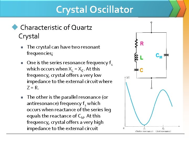 Crystal Oscillator u Characteristic of Quartz Crystal n n n The crystal can have