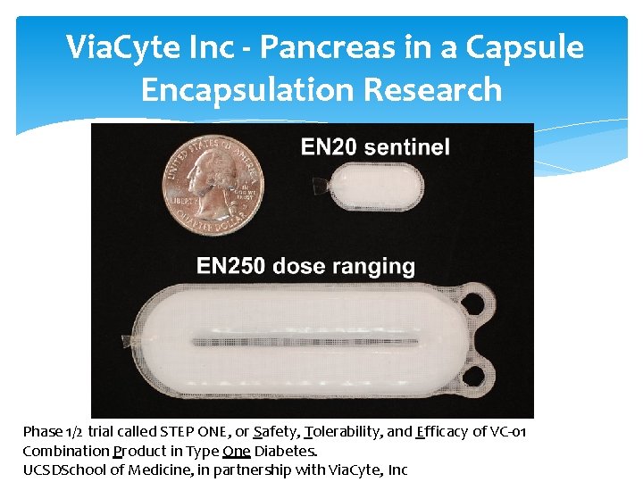  Via. Cyte Inc - Pancreas in a Capsule Encapsulation Research Phase 1/2 trial