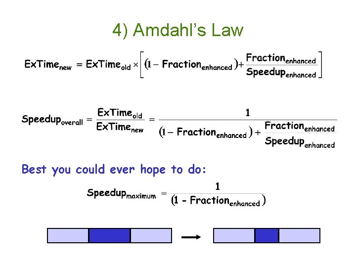 4) Amdahl’s Law Best you could ever hope to do: 