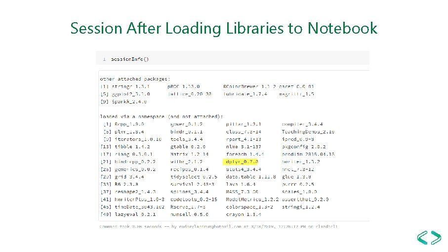 Session After Loading Libraries to Notebook 