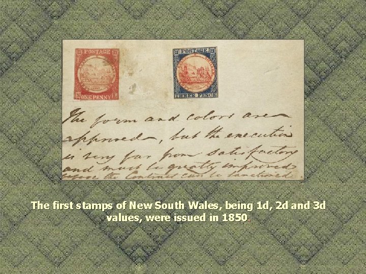 The first stamps of New South Wales, being 1 d, 2 d and 3