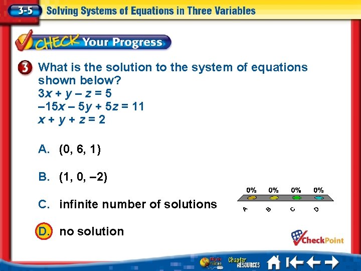 What is the solution to the system of equations shown below? 3 x +