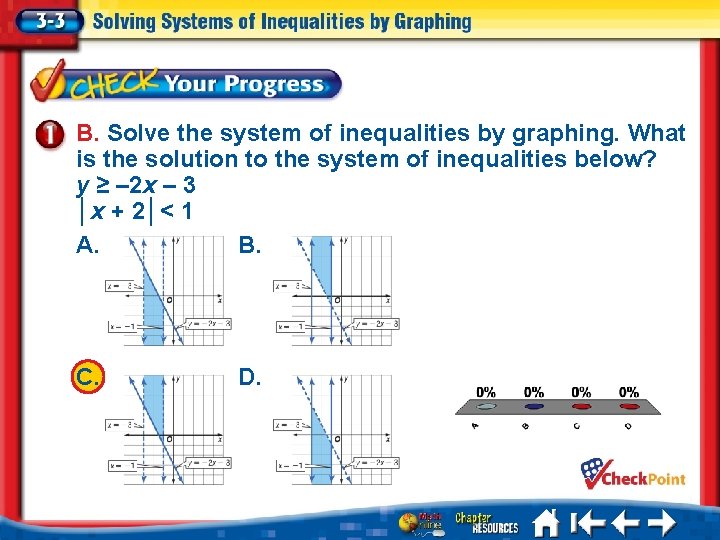 B. Solve the system of inequalities by graphing. What is the solution to the