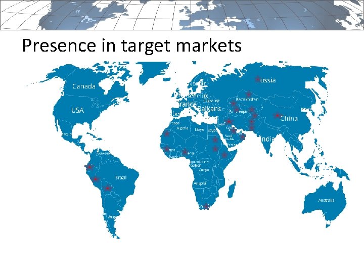 Presence in target markets 