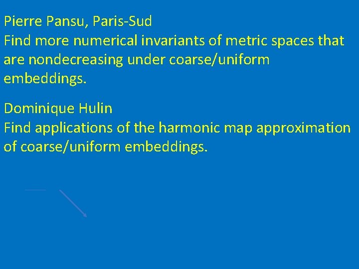 Pierre Pansu, Paris-Sud Find more numerical invariants of metric spaces that are nondecreasing under