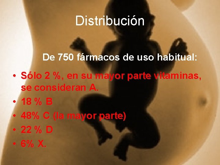 Distribución De 750 fármacos de uso habitual: • Sólo 2 %, en su mayor