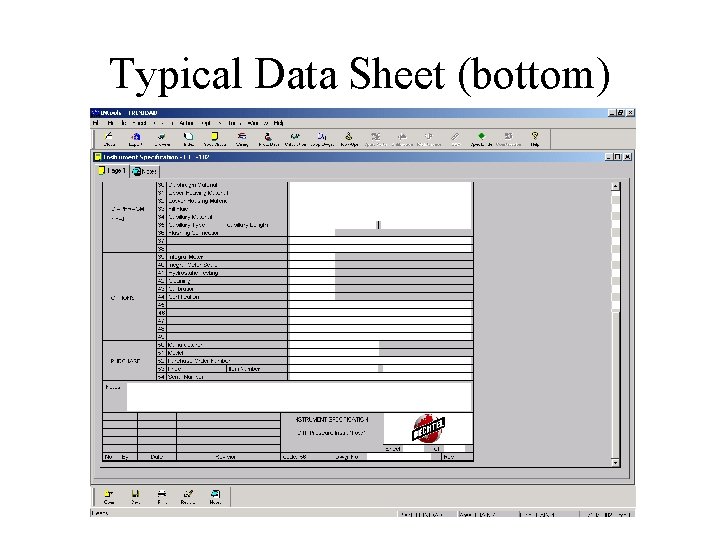 Typical Data Sheet (bottom)  Typical Data Sheet (bottom)