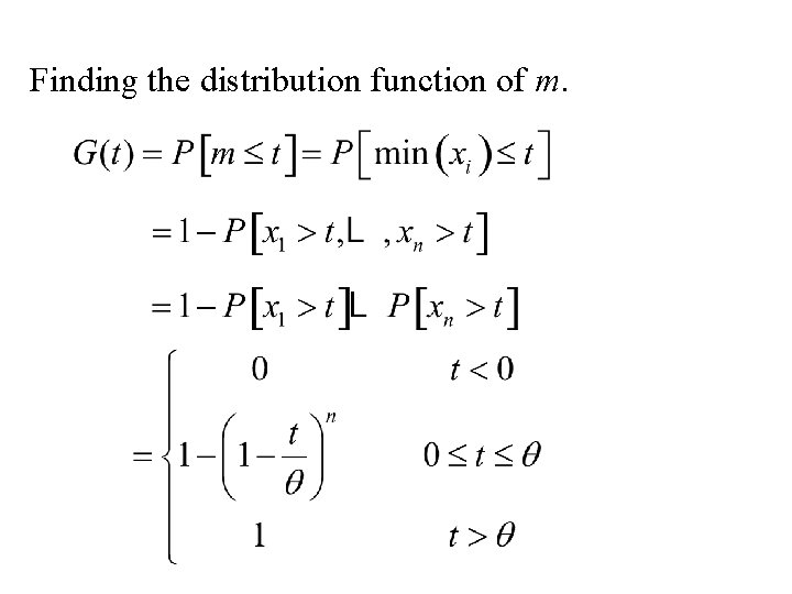 Finding the distribution function of m. 