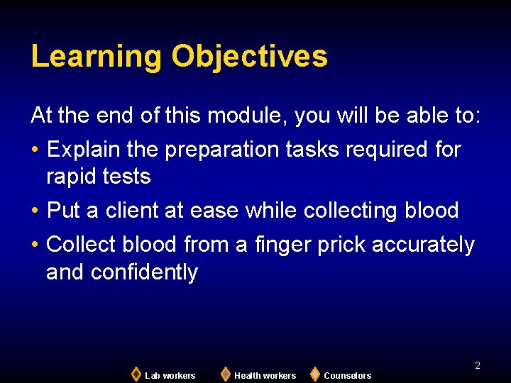 Learning Objectives At the end of this module, you will be able to: •