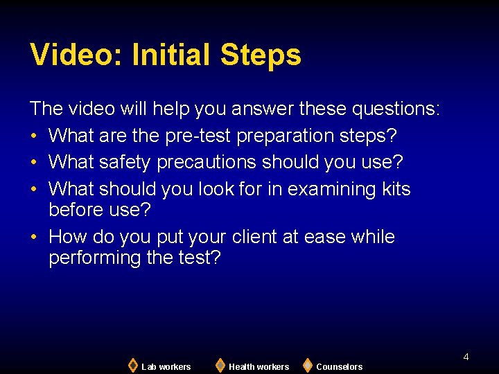 Video: Initial Steps The video will help you answer these questions: • What are