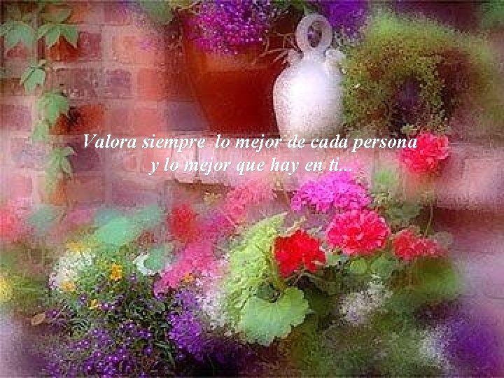Valora siempre lo mejor de cada persona y lo mejor que hay en ti. Valora siempre lo mejor de cada persona y lo mejor que hay en ti.
