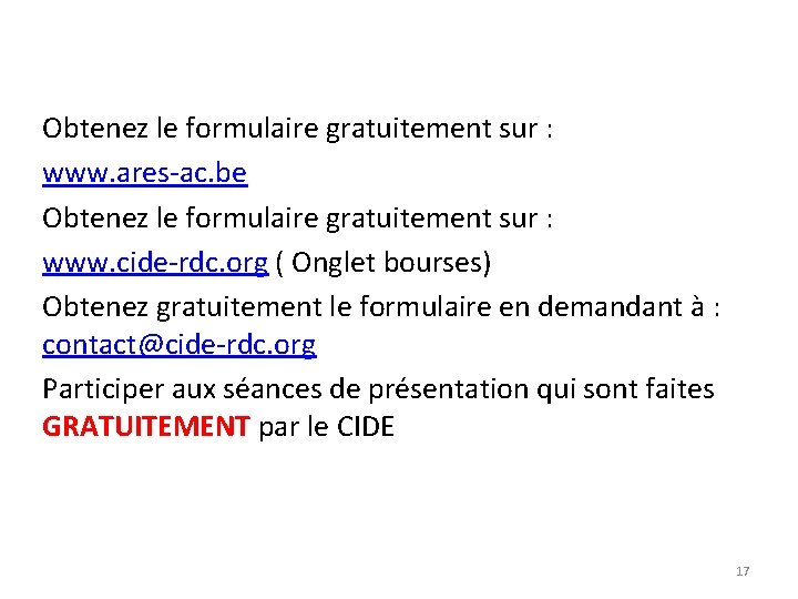 Obtenez le formulaire gratuitement sur : www. ares-ac. be Obtenez le formulaire gratuitement sur