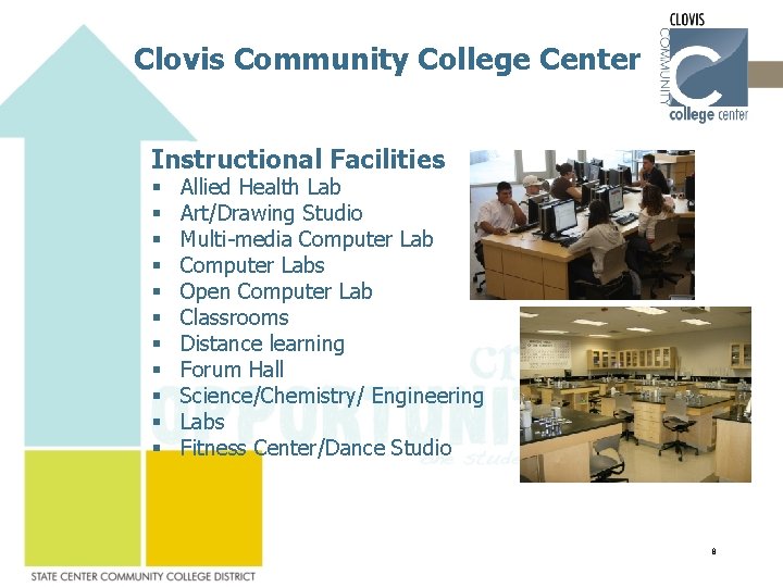 Clovis Community College Center Instructional Facilities § § § Allied Health Lab Art/Drawing Studio
