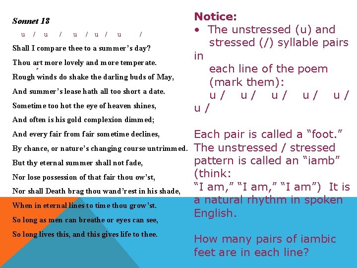 Sonnet 18 u / u / u / Shall I compare thee to a