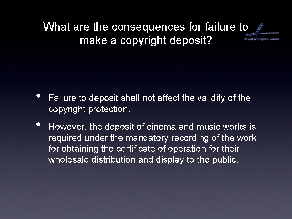 What are the consequences for failure to make a copyright deposit? • • Failure
