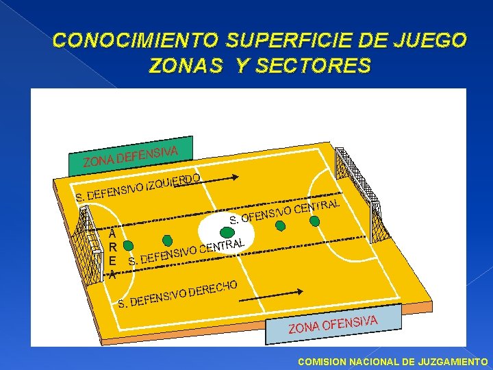 CONOCIMIENTO SUPERFICIE DE JUEGO ZONAS Y SECTORES COMISION NACIONAL DE JUZGAMIENTO 