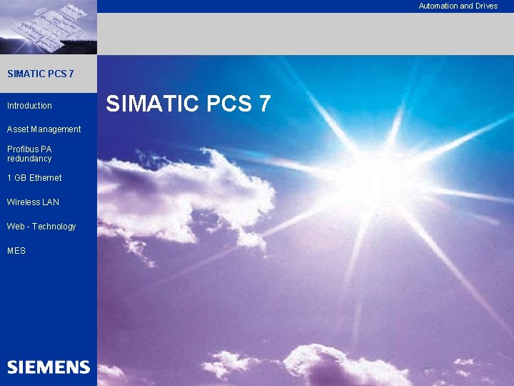 Automation and Drives SIMATIC PCS 7 Introduction SIMATIC PCS 7 Asset Management Profibus PA