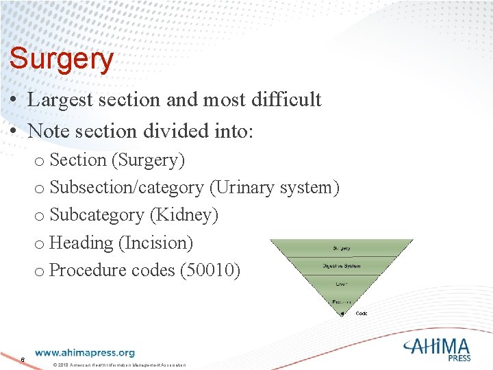 Surgery • Largest section and most difficult • Note section divided into: o Section