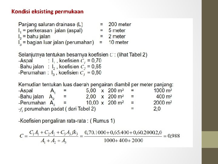 Kondisi eksisting permukaan 