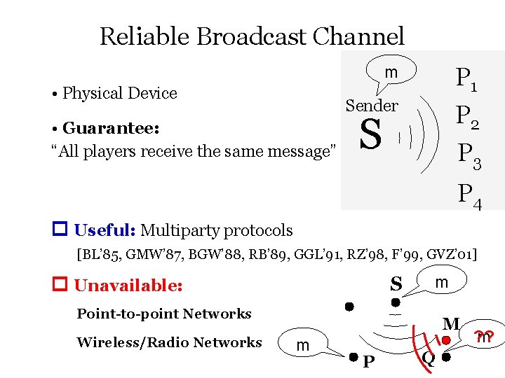 Reliable Broadcast Channel • Physical Device • Guarantee: “All players receive the same message”