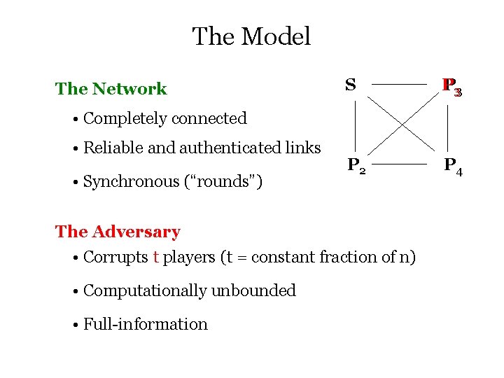 The Model The Network S P P 33 P 2 P 4 • Completely