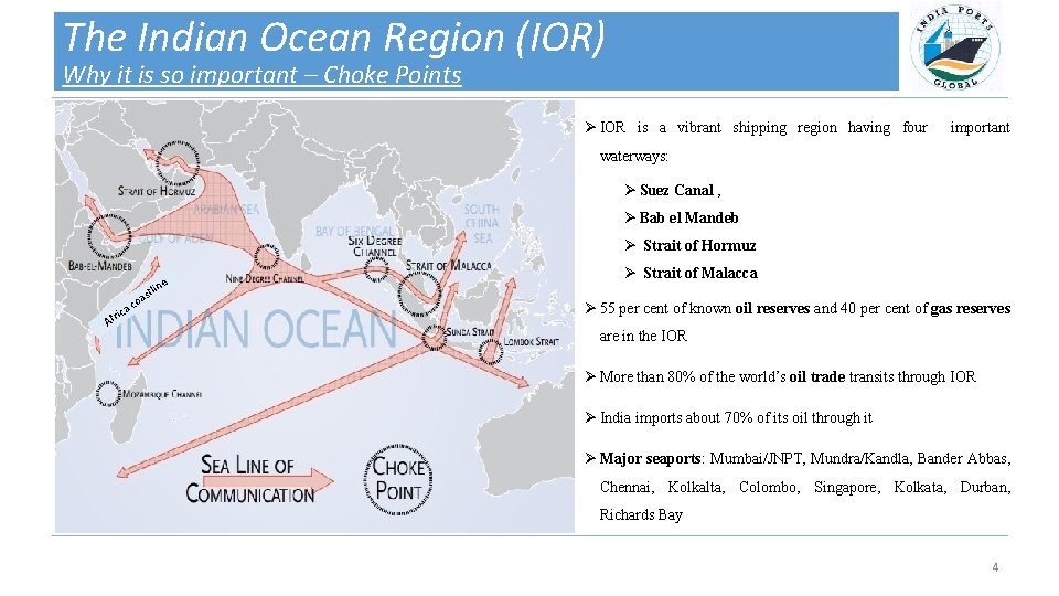 The Indian Ocean Region (IOR) Why it is so important – Choke Points Ø