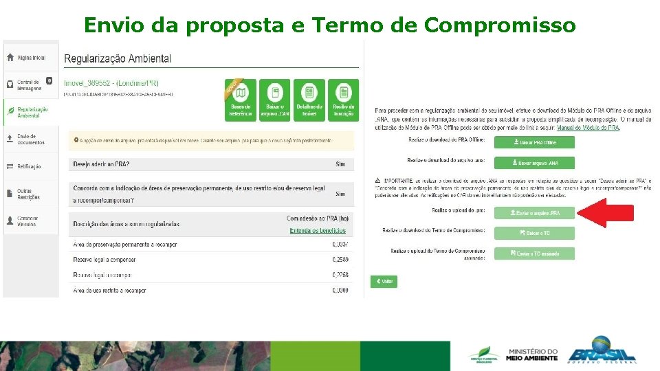 Envio da proposta e Termo de Compromisso 