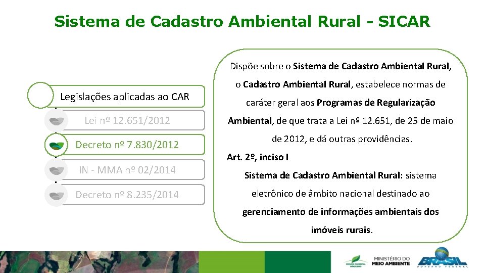 Sistema de Cadastro Ambiental Rural - SICAR Dispõe sobre o Sistema de Cadastro Ambiental