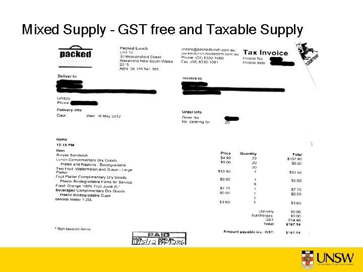 Mixed Supply – GST free and Taxable Supply 