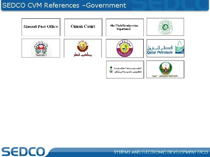 SEDCO CVM References –Government 