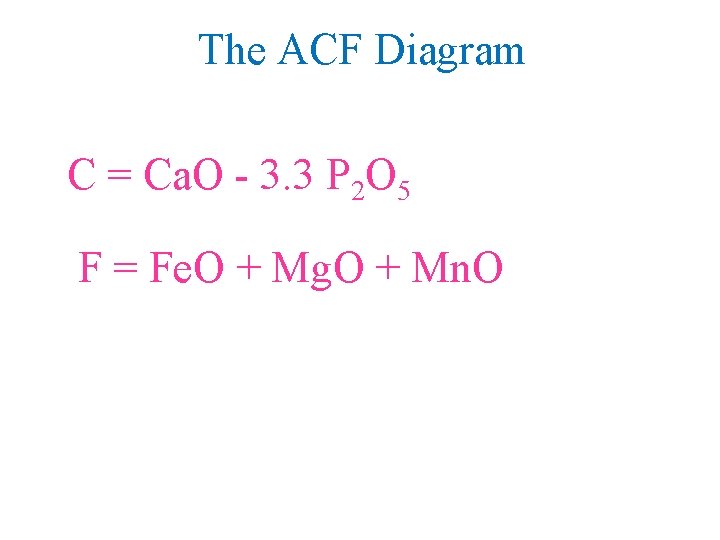 The ACF Diagram C = Ca. O - 3. 3 P 2 O 5