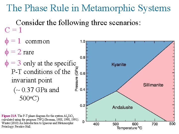 The Phase Rule in Metamorphic Systems Consider the following three scenarios: C = 1