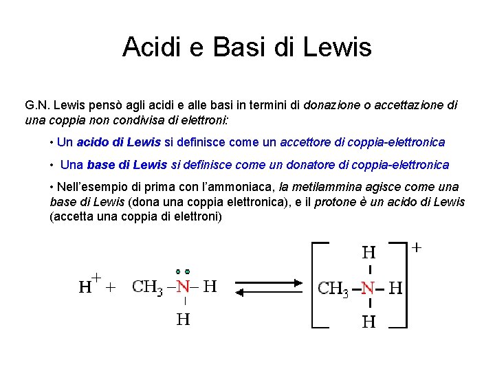 Acidi e Basi di Lewis G. N. Lewis pensò agli acidi e alle basi