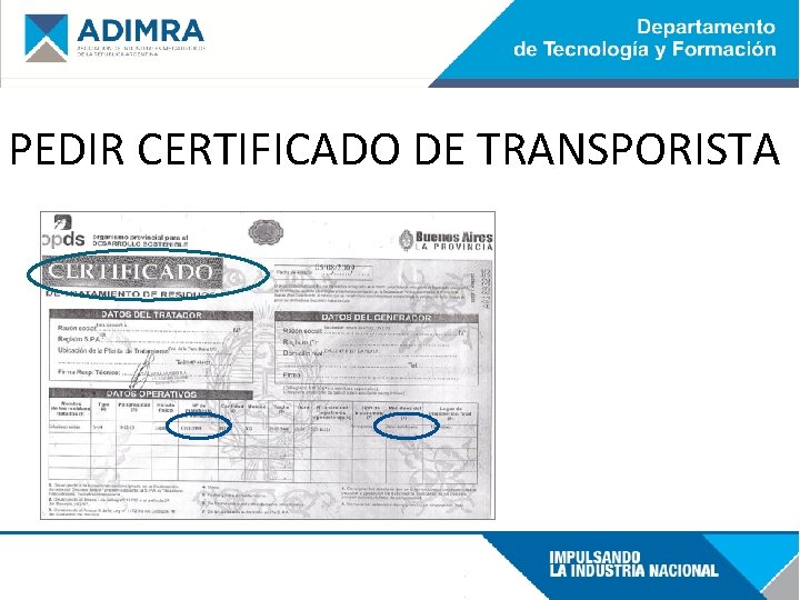 PEDIR CERTIFICADO DE TRANSPORISTA 