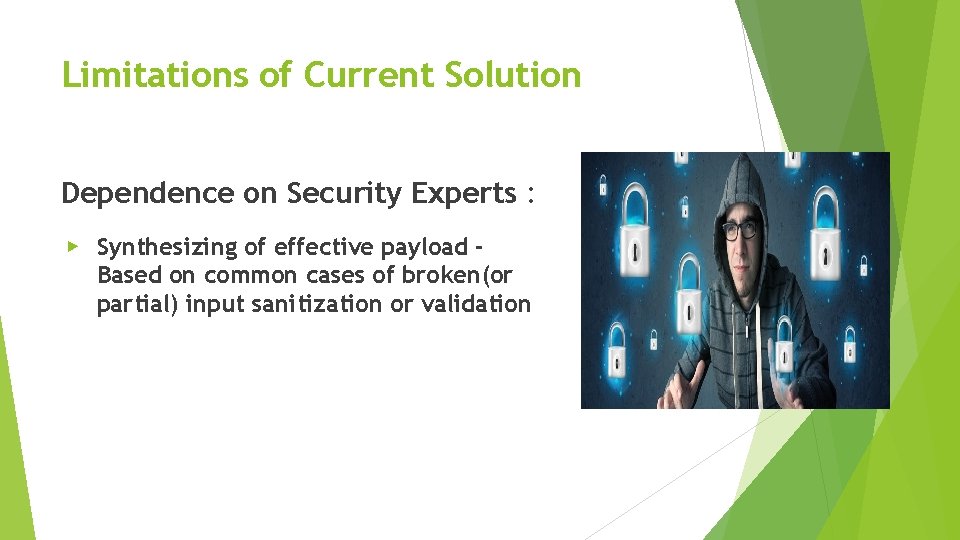 Limitations of Current Solution Dependence on Security Experts : ▶ Synthesizing of effective payload Limitations of Current Solution Dependence on Security Experts : ▶ Synthesizing of effective payload