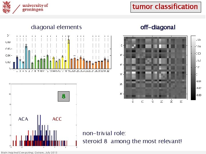 tumor classification diagonal elements off-diagonal 8 ACA ACC non-trivial role: steroid 8 among the