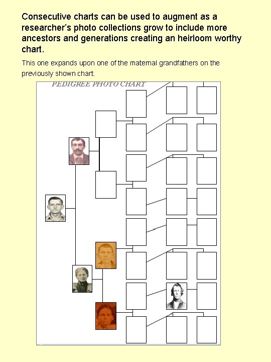 Consecutive charts can be used to augment as a researcher’s photo collections grow to