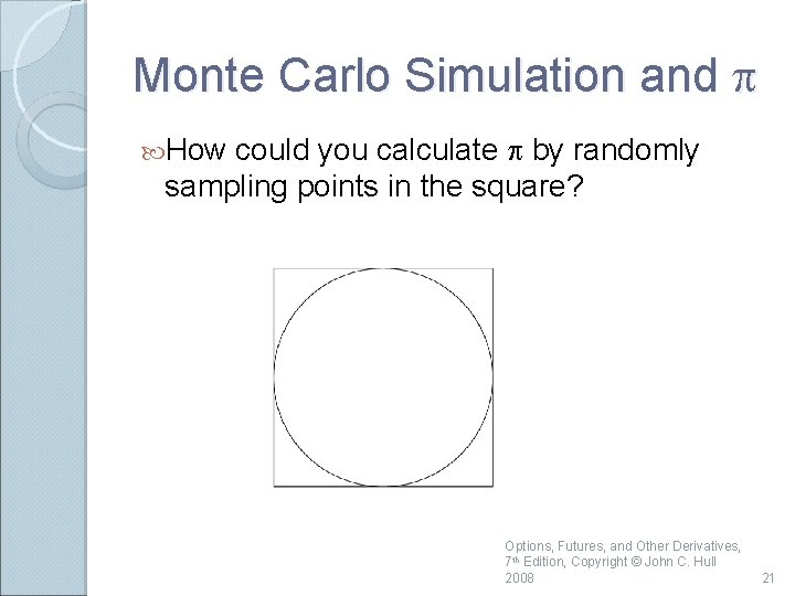 Monte Carlo Simulation and p could you calculate p by randomly sampling points in