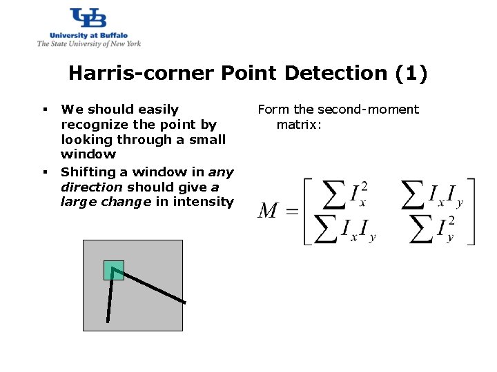 http: //www. cubs. buffalo. edu Harris-corner Point Detection (1) § § We should easily