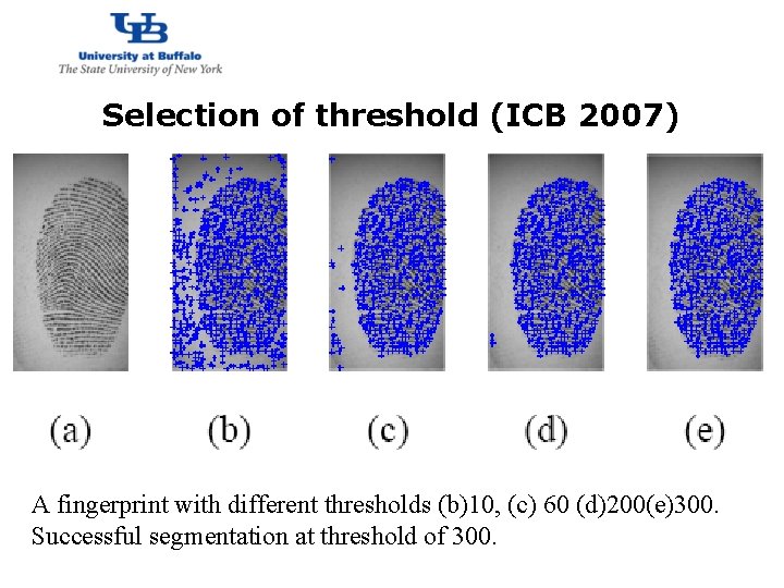 http: //www. cubs. buffalo. edu Selection of threshold (ICB 2007) A fingerprint with different