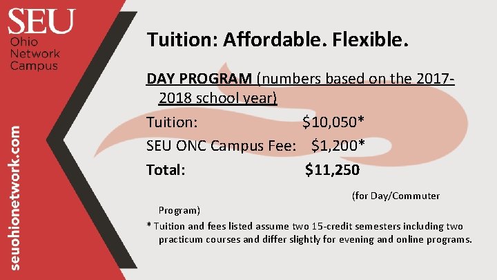 Tuition: Affordable. Flexible. DAY PROGRAM (numbers based on the 20172018 school year) Tuition: $10,