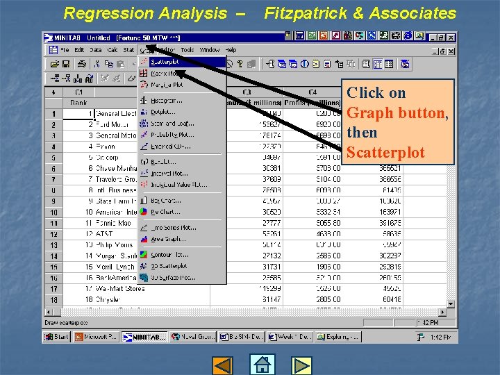 Regression Analysis – Fitzpatrick & Associates Click on Graph button, then Scatterplot 