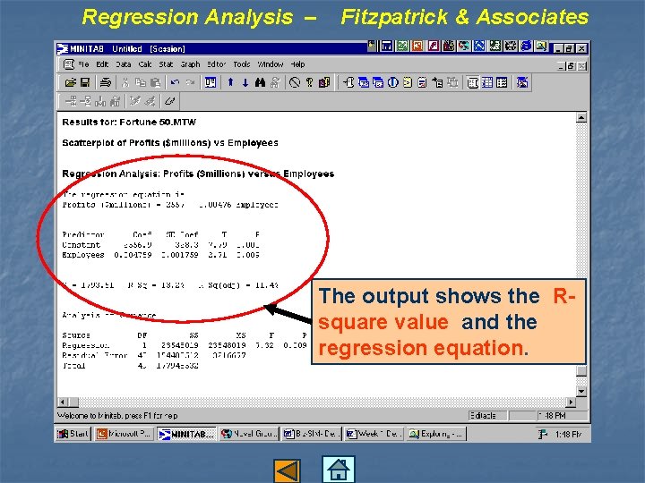 Regression Analysis – Fitzpatrick & Associates The output shows the Rsquare value and the
