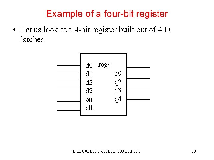 Example of a four-bit register • Let us look at a 4 -bit register Example of a four-bit register • Let us look at a 4 -bit register