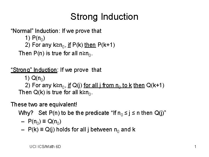 Strong Induction Normal Induction Induction If We Prove